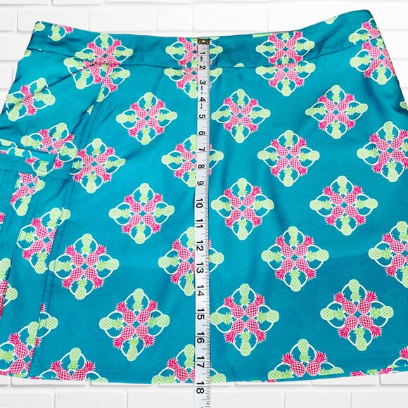 Crown & Ivy Golf Skort 12 Turquoise Pineapple Pocket Shorts Skirt Cruise Preppy - Picture 10 of 10